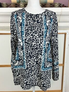 LOFT NWOT Whimsy Goth Renaissance style print blouse round neckline